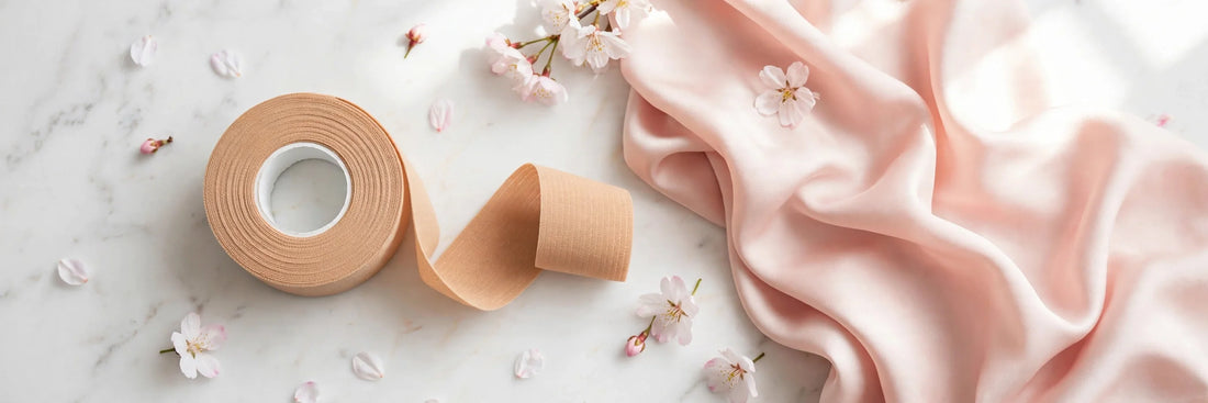 Boob tape roll with blush pink satin and flowers